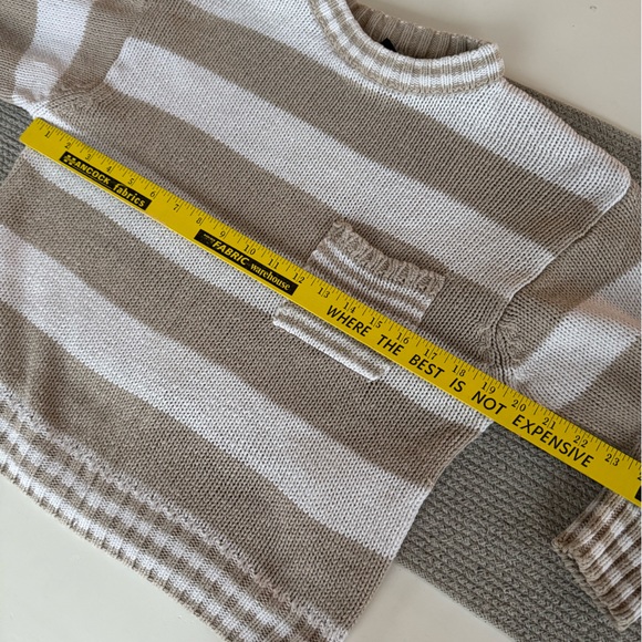 Vintage 90’s Nuggets Tan White Striped Cotton Cropped Sweater Size Large - Picture 9 of 10